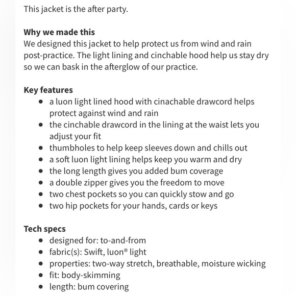 Lululemon Apres Practice Anorak jacket. Size 4 - Picture 15 of 15